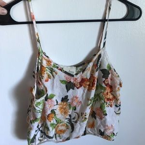 Cropped floral white shirt